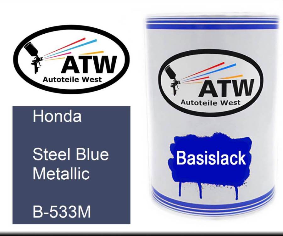 Honda, Steel Blue Metallic, B-533M: 500ml Lackdose, von ATW Autoteile West.